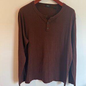 Theory Cotton/Alpaca Henley, XL, Burgundy
